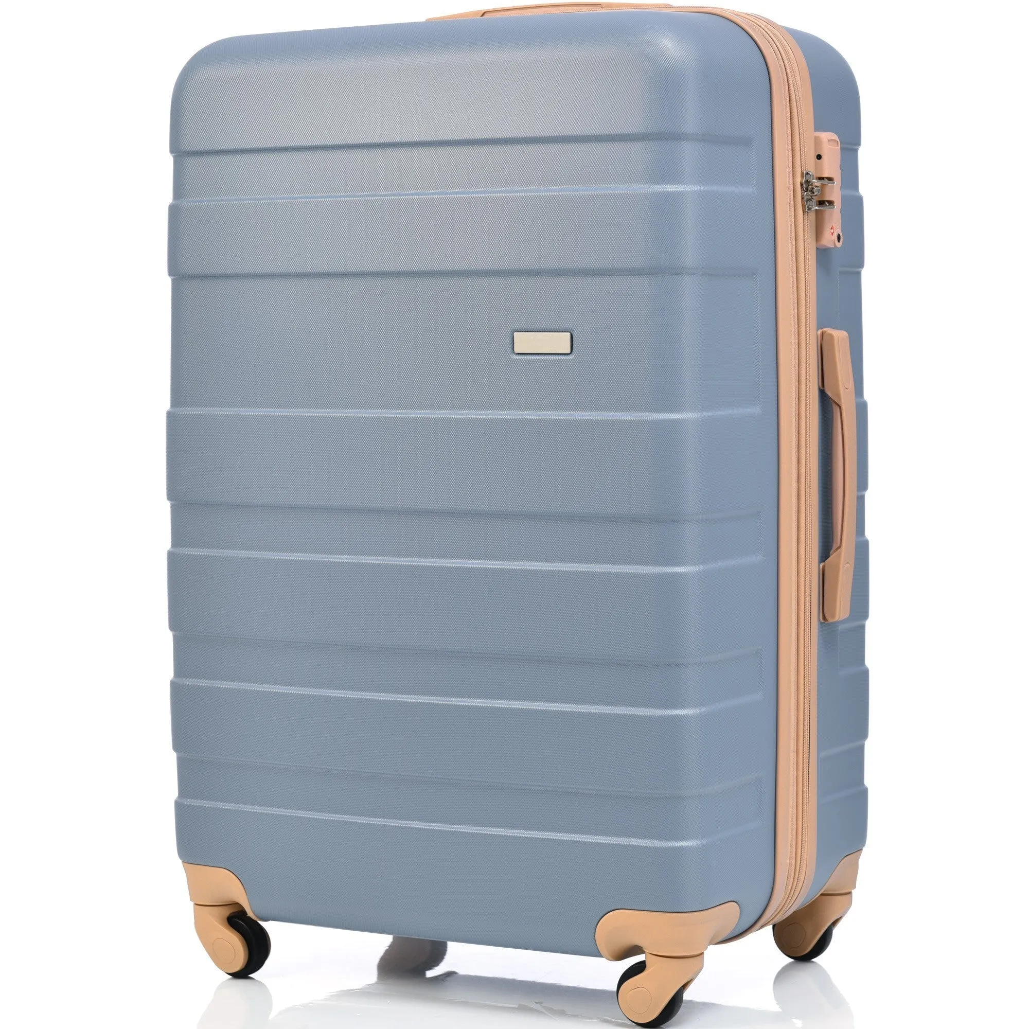 Luggage Sets 3 Piece, Expandable ABS Durable Suitcase with Hanging Toiletry Bag, Carry On Luggage Suitcase Set with 360° Spinner Wheels, Light Blue