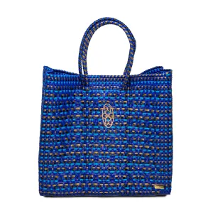 MEDIUM BLUE PATTERNED TOTE BAG