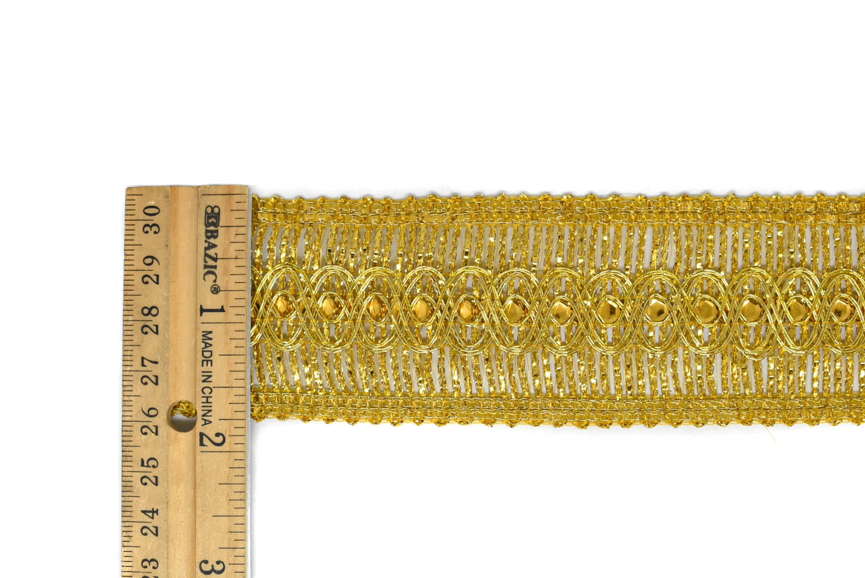 Metallic Gold or Metallic Silver Sequins Trim (1.75")- 1 Yard