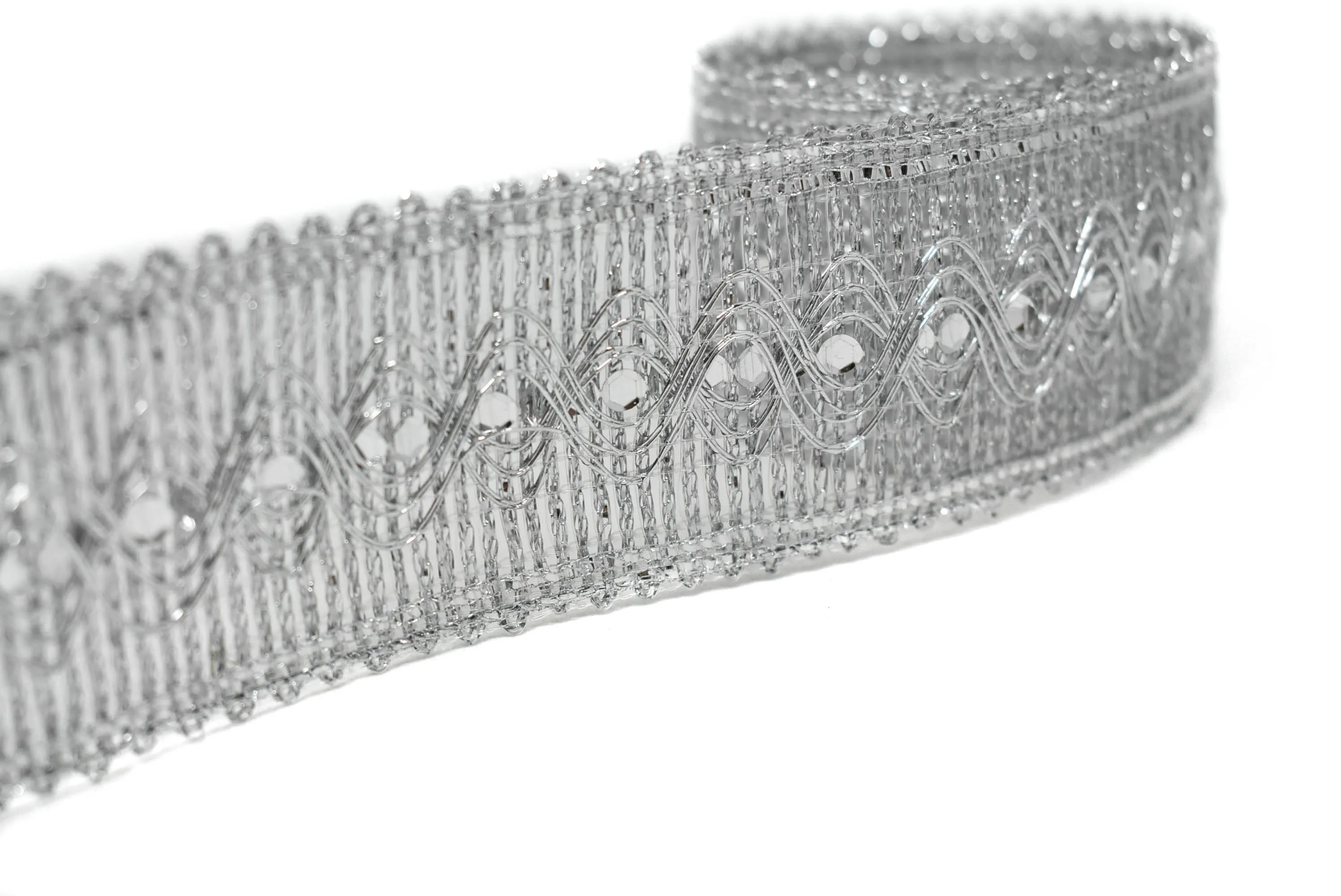Metallic Gold or Metallic Silver Sequins Trim (1.75")- 1 Yard