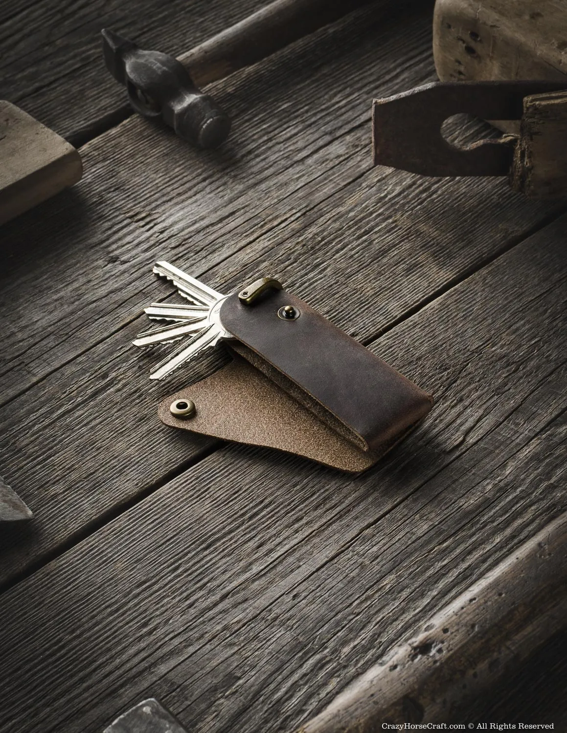 Minimalist Leather Key Organiser/Holder | Wood Brown
