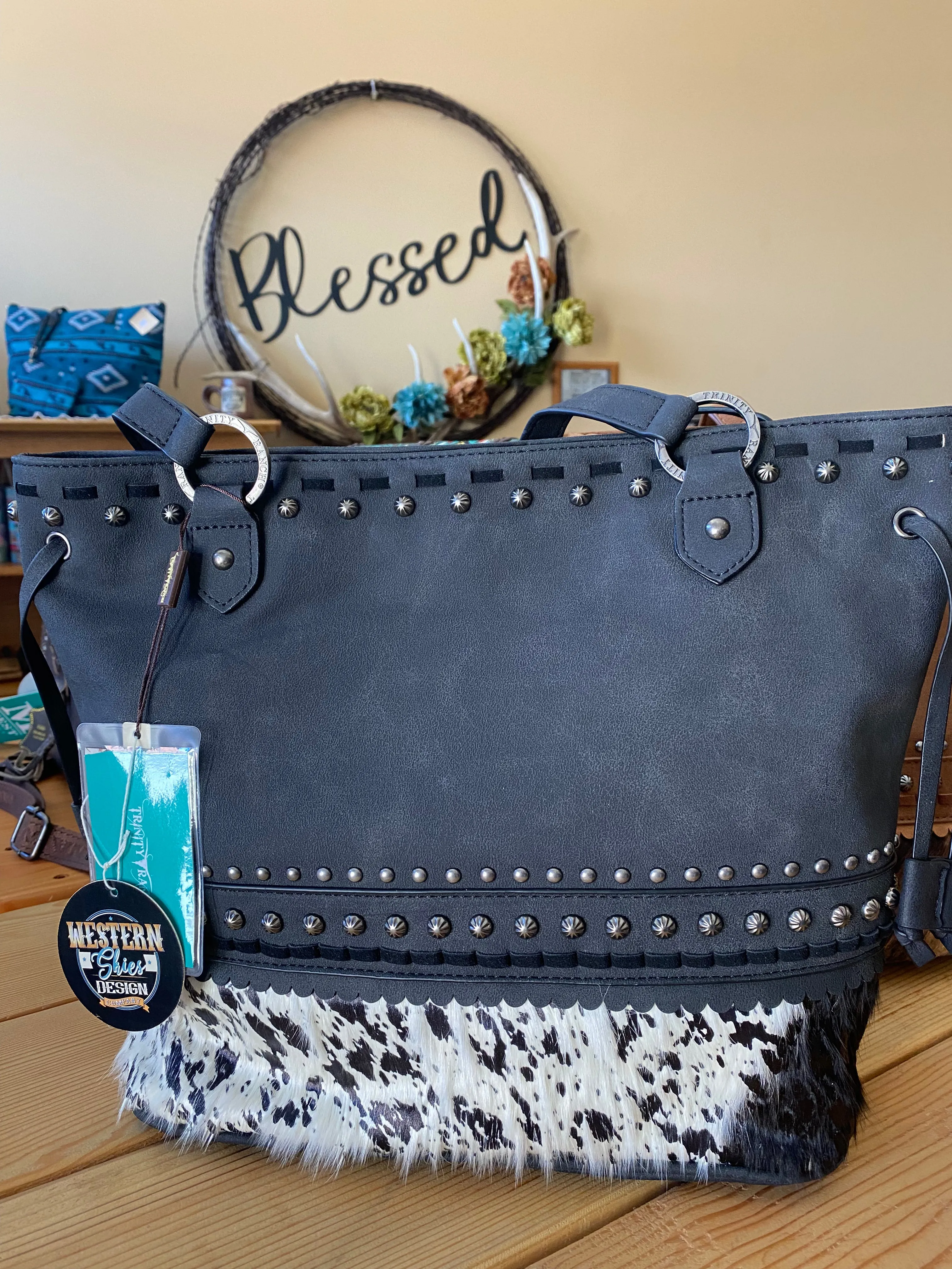 Montana West Concealed Carry Trinity Hair On Cowhide Tote