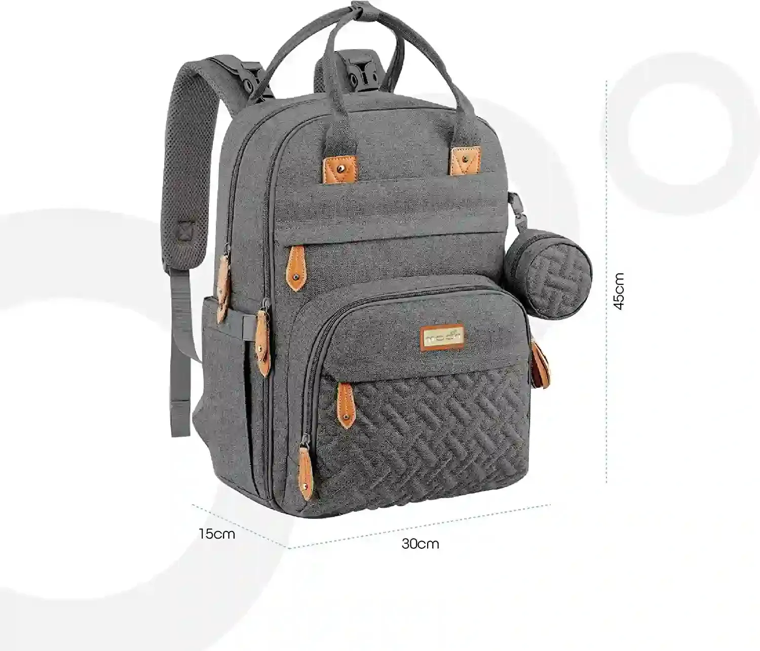 Moon Kary Me Diaper Bag Backpack With Pacifier Case (Dark Grey)
