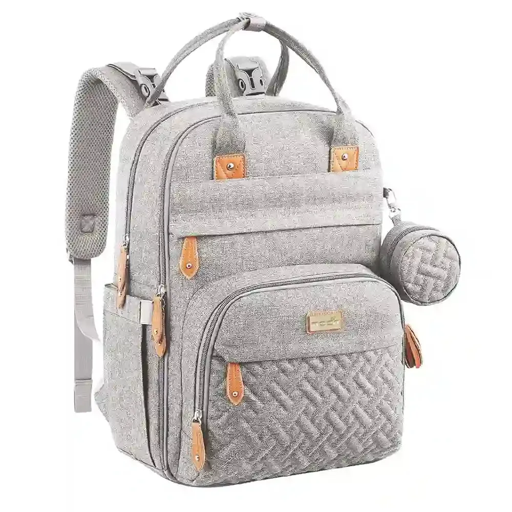 Moon Kary Me Diaper Bag Backpack With Pacifier Case (Light Grey)