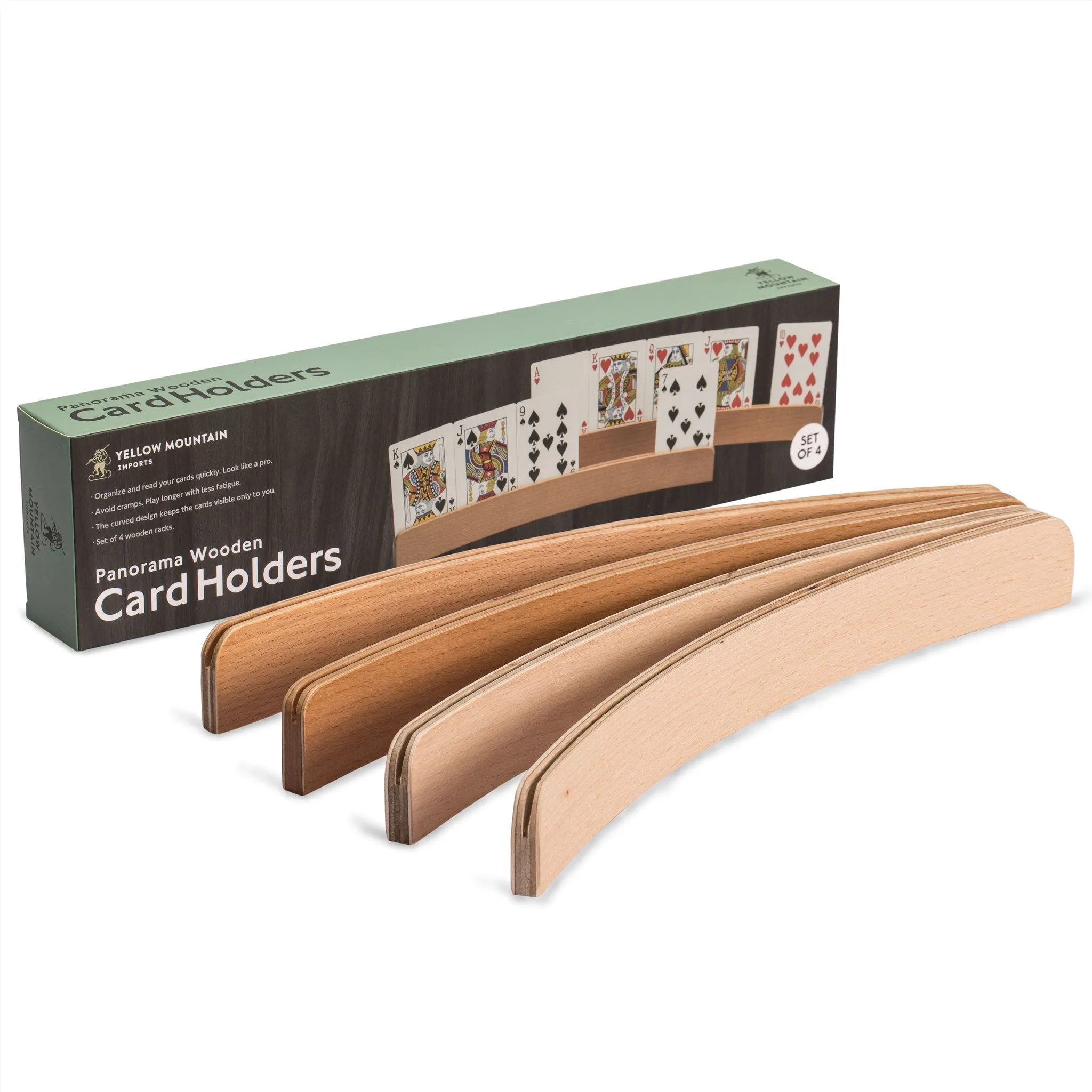 Panorama Wooden Playing Card Holders - Set of 4