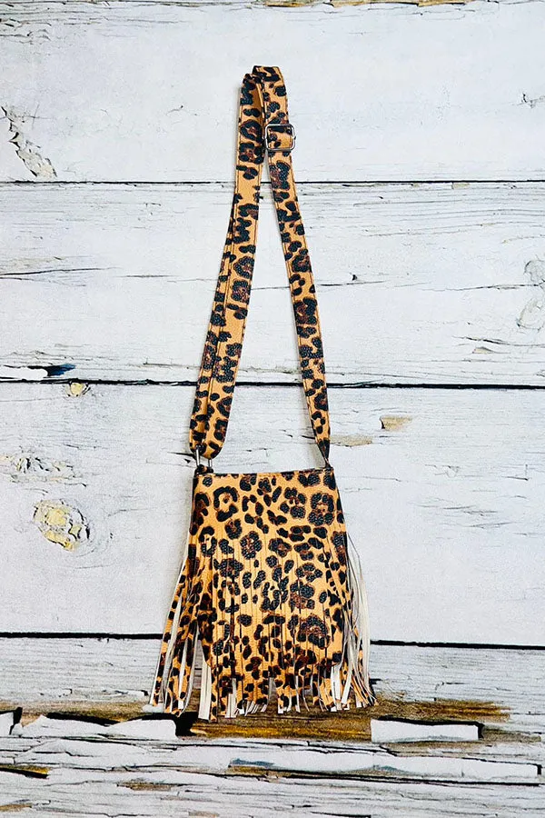 PU leopard tassel kids fashion bags cute purse