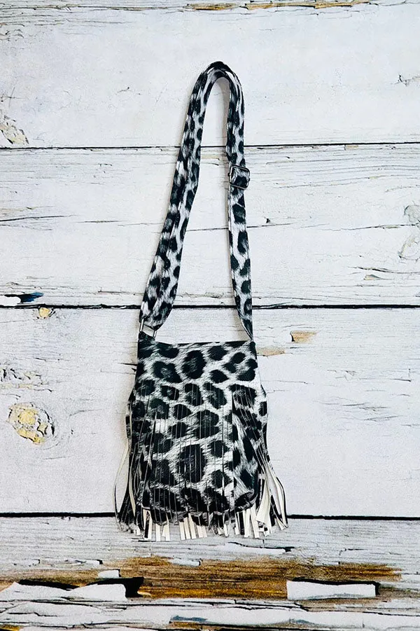 PU leopard tassel kids fashion bags cute purse