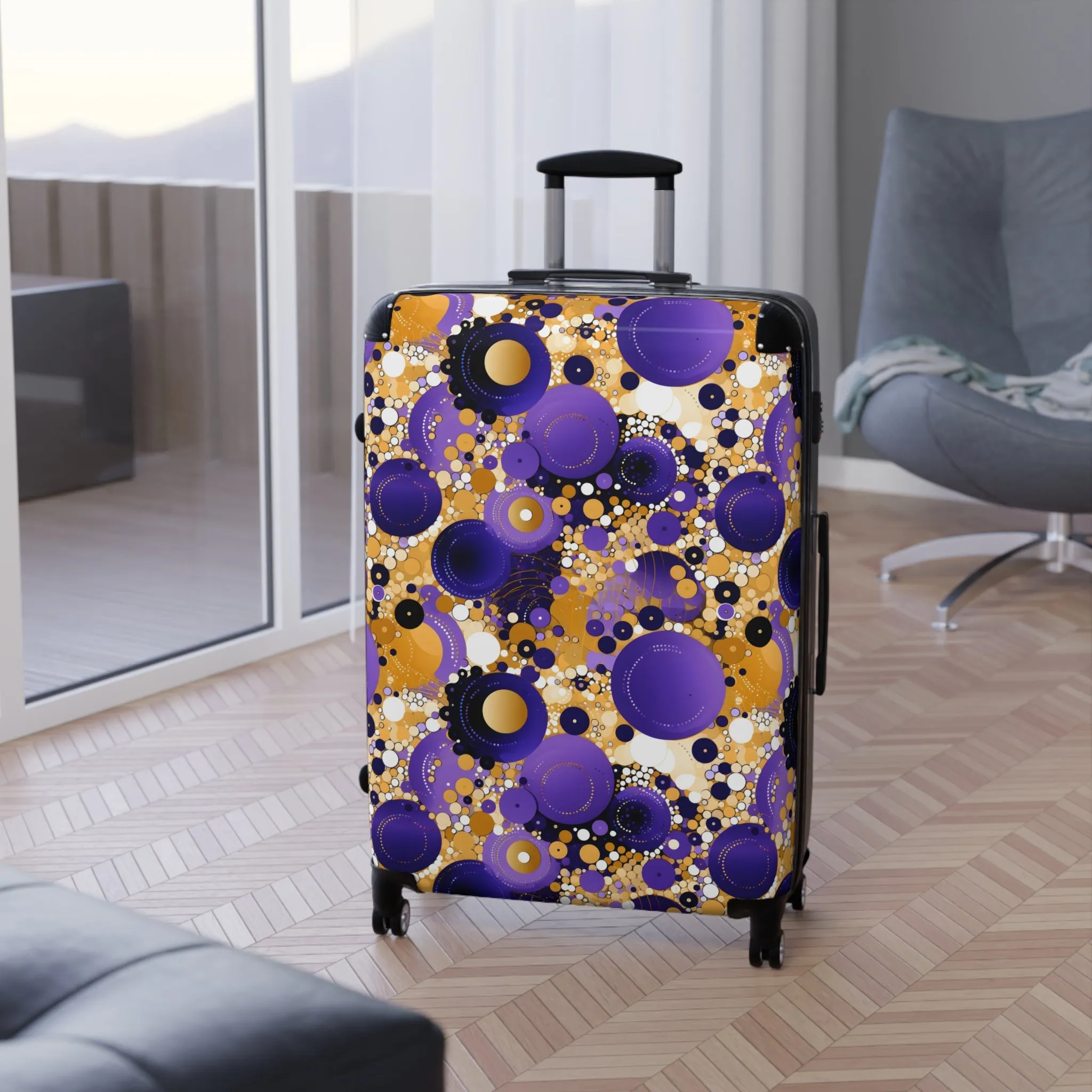 Purple and Gold Suitcase