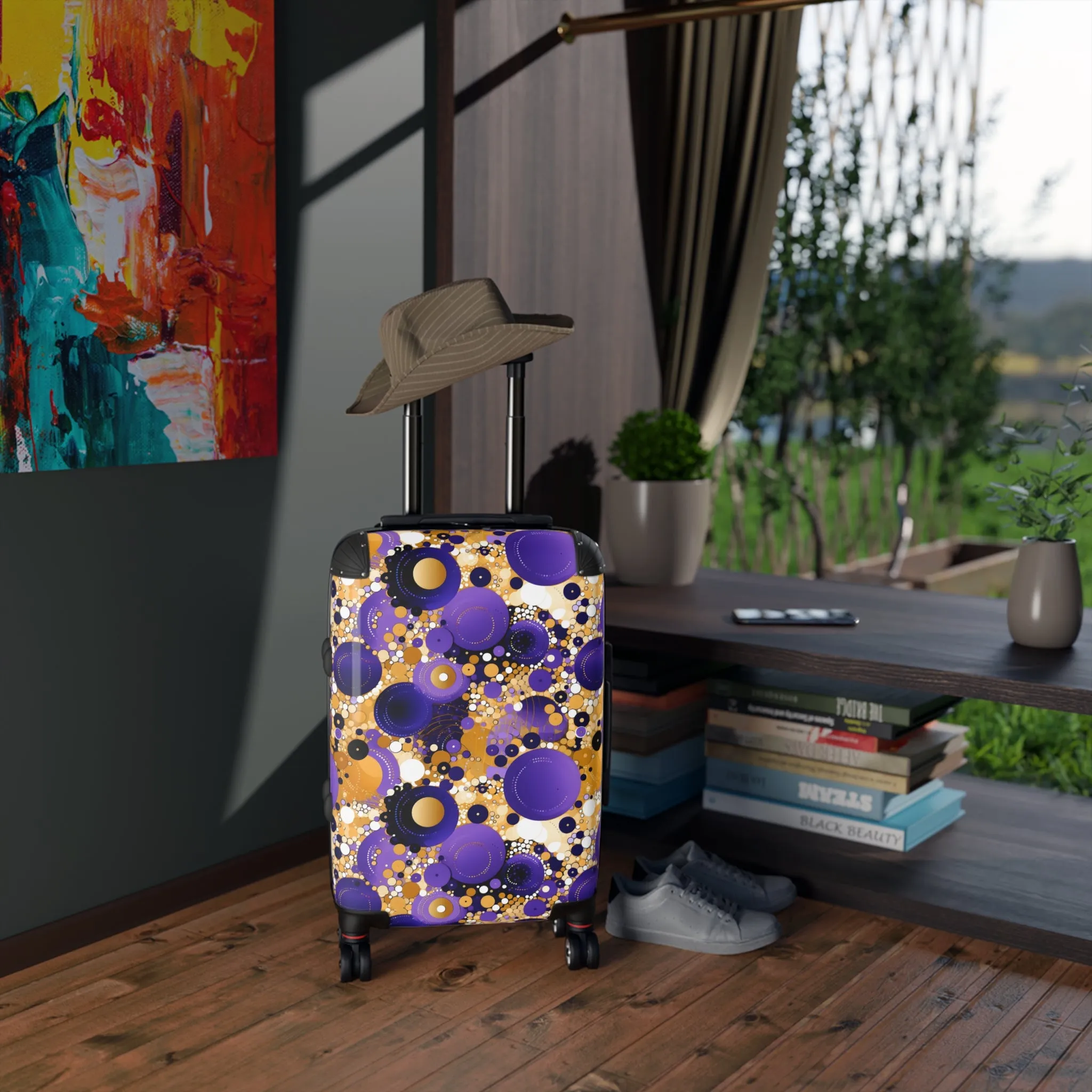 Purple and Gold Suitcase