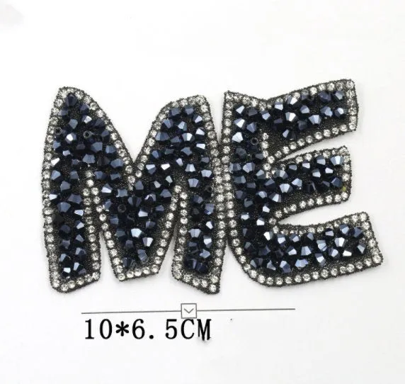 Rhinestone Iron on Patch - Crystal Patch - For Clothes Jacket Bag Hat - Crown Star Cat Music Note  Bling Sparkle DIY Embellishment Applique