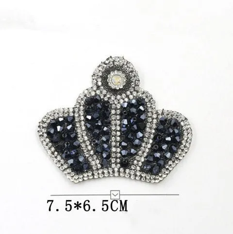 Rhinestone Iron on Patch - Crystal Patch - For Clothes Jacket Bag Hat - Crown Star Cat Music Note  Bling Sparkle DIY Embellishment Applique