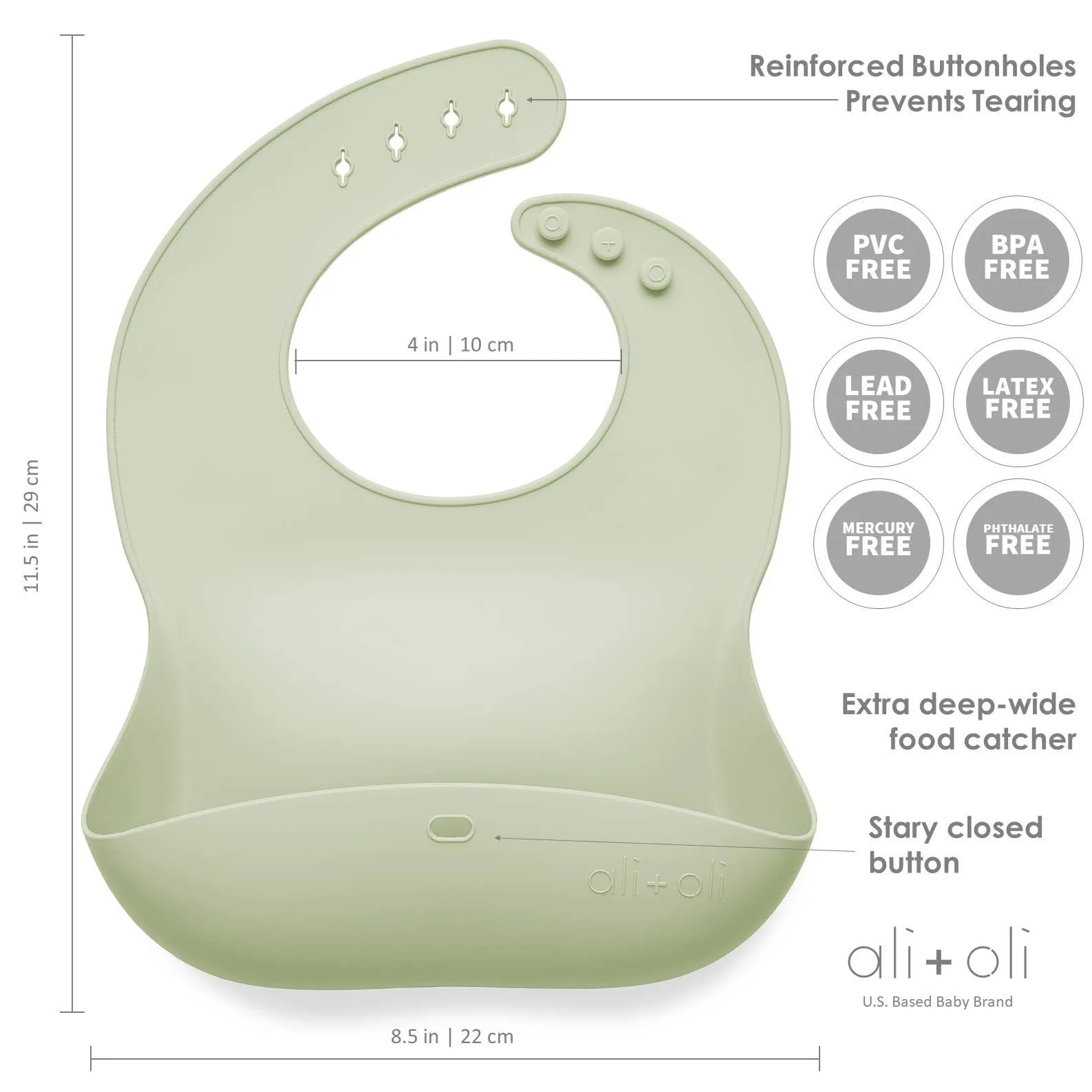 Silicone Baby Bib Roll Up - Light Sage