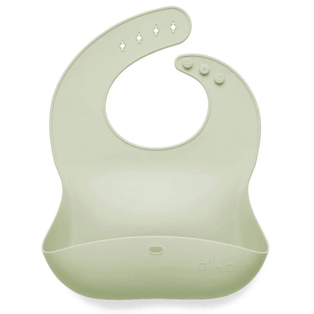 Silicone Baby Bib Roll Up - Light Sage