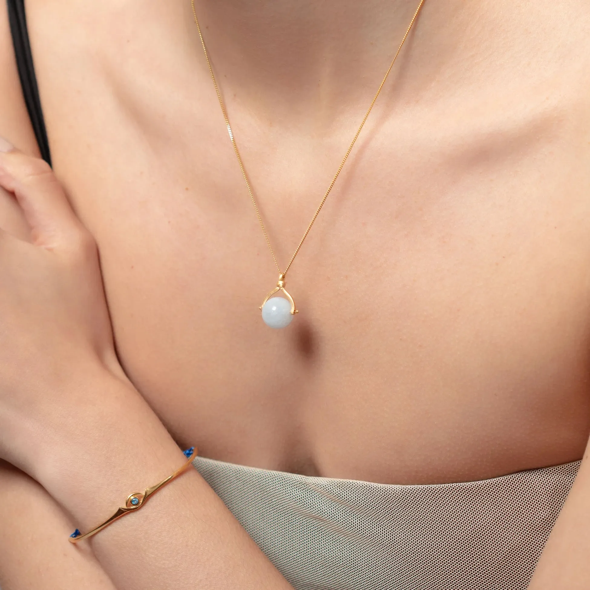 Spinner Aquamarine Necklace  Gold-Plated Silver with Aquamarine