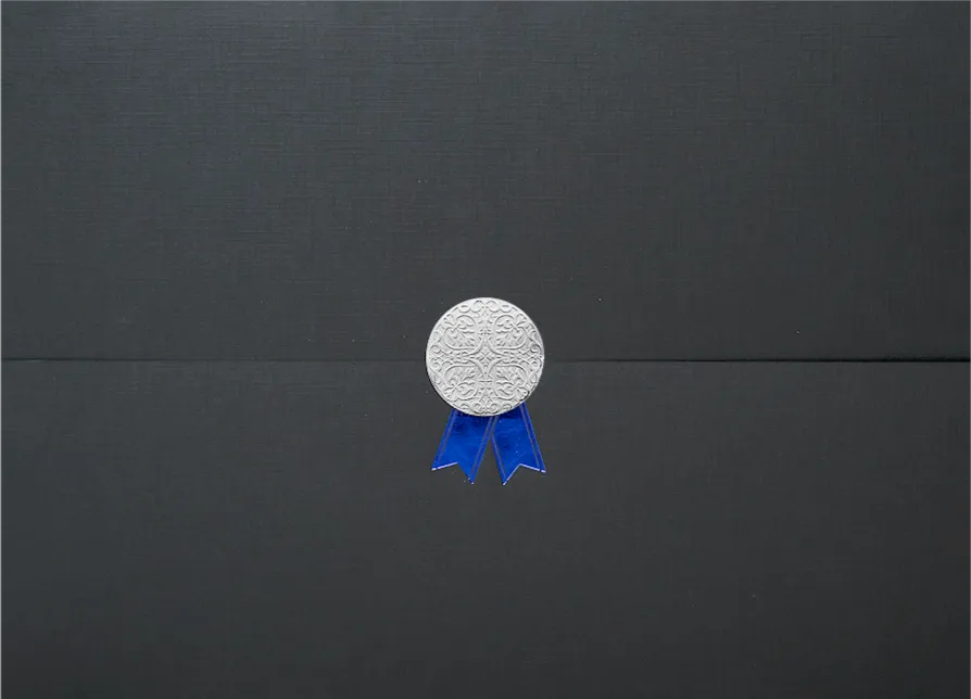 St. James® Certificate Holders/Document Covers/Diploma Holders, Black, Silver Award Seal with Blue Ribbon, Pack of 5, 83844