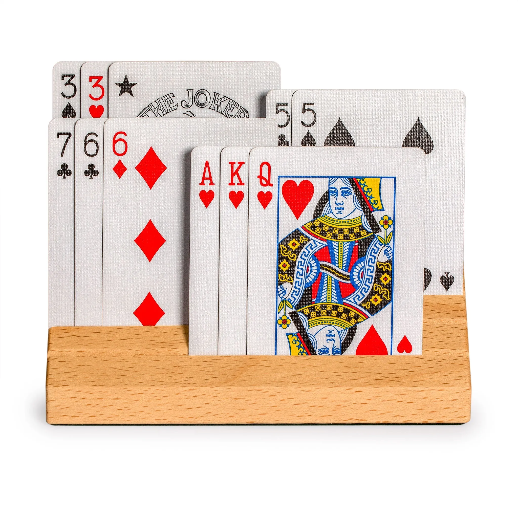 Standard-Size Solid Beechwood Playing Card Holders - Set of 2