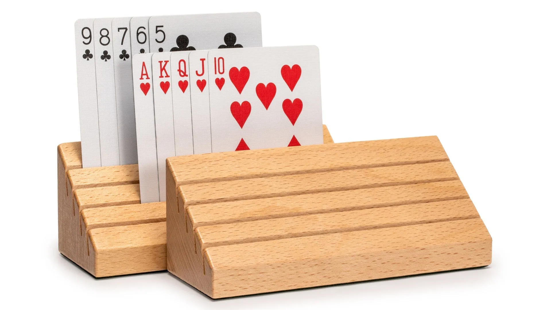 Standard-Size Solid Beechwood Playing Card Holders - Set of 2