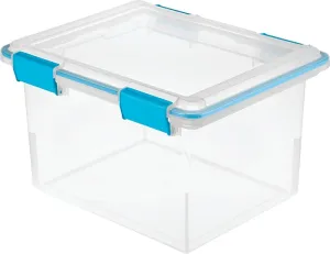 Sterilite 19334304 Gasket Box, Plastic, Blue Aquarium/Clear, 18-1/2 in L, 14-7/8 in W, 11-1/8 in H :EA: QUANTITY: 4