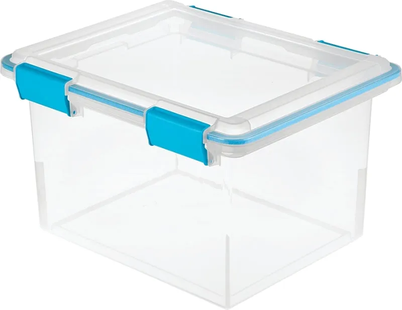 Sterilite 19334304 Gasket Box, Plastic, Blue Aquarium/Clear, 18-1/2 in L, 14-7/8 in W, 11-1/8 in H :EA: QUANTITY: 4