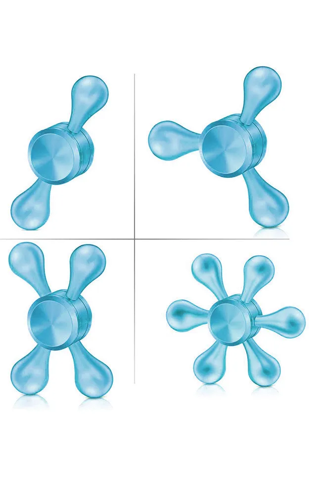 T01-18 Blue Aluminum Six Wings Fidget Spinner with Case