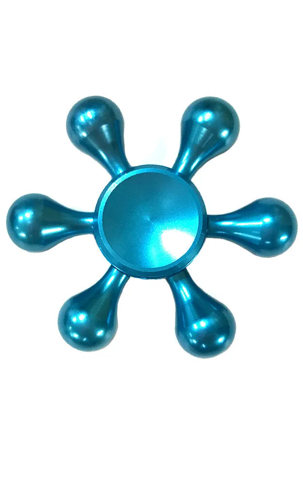 T01-18 Blue Aluminum Six Wings Fidget Spinner with Case