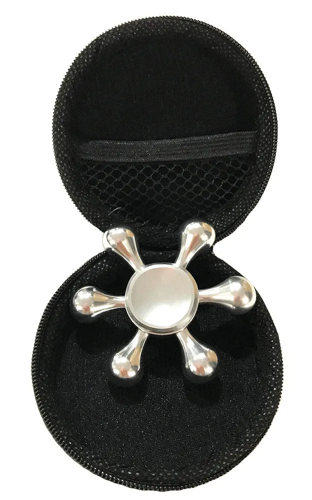 T01-18 Silver Aluminum Six Wings Fidget Spinner with Case