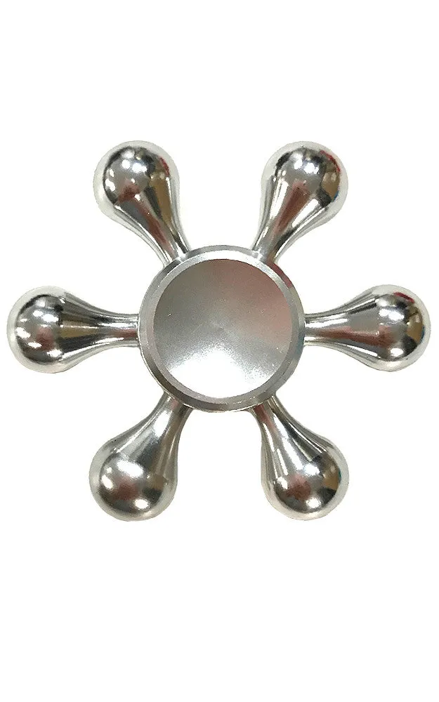 T01-18 Silver Aluminum Six Wings Fidget Spinner with Case