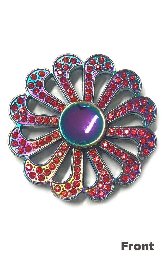 T01-44 Blue Red Stone Fidget Spinner with Case