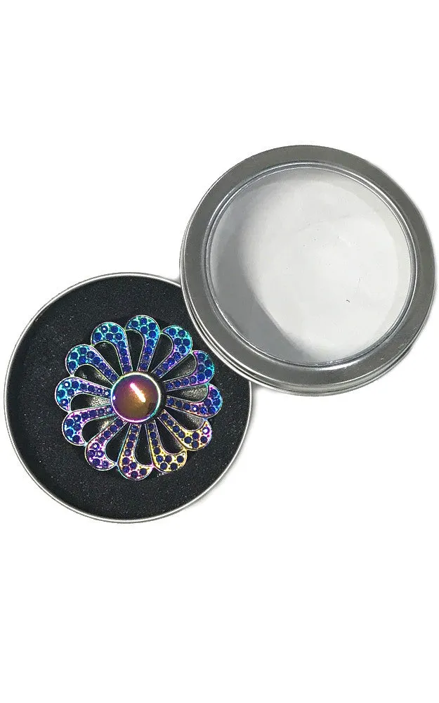 T01-44 Blue Red Stone Fidget Spinner with Case