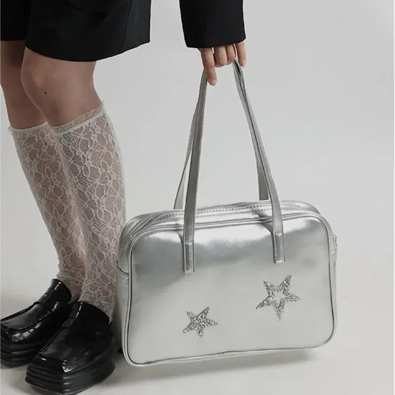 TAVIMART  -  Trendy Y2k Aesthetic Japanese Sweet Women's Handbags Korean Vintage Casual Star Shoulder Underarm Bag Fashion Diamond Tote Bags