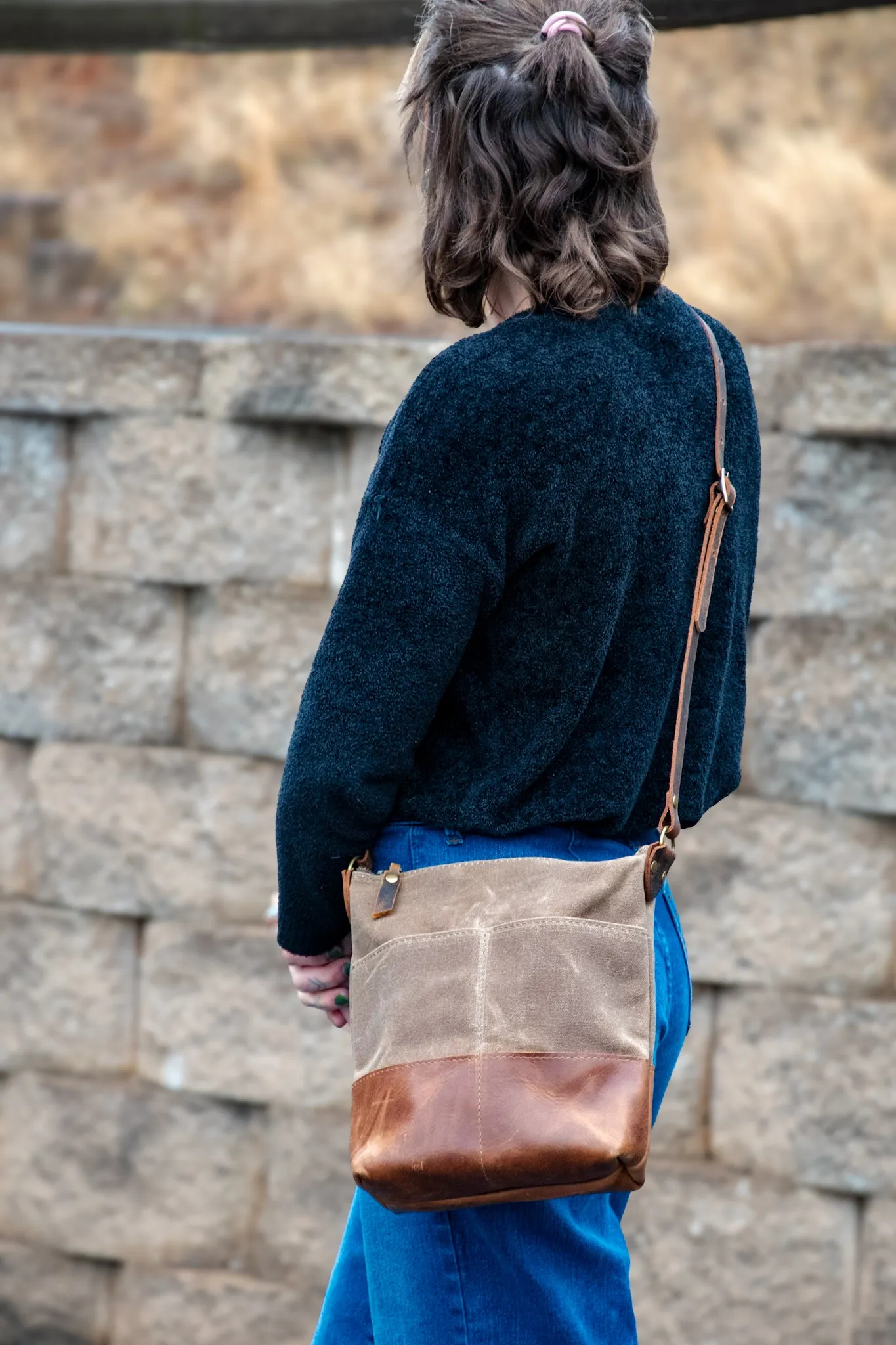 The MINI ML tote! | Waxed Canvas and leather tote bag | Small Crossbody Bags