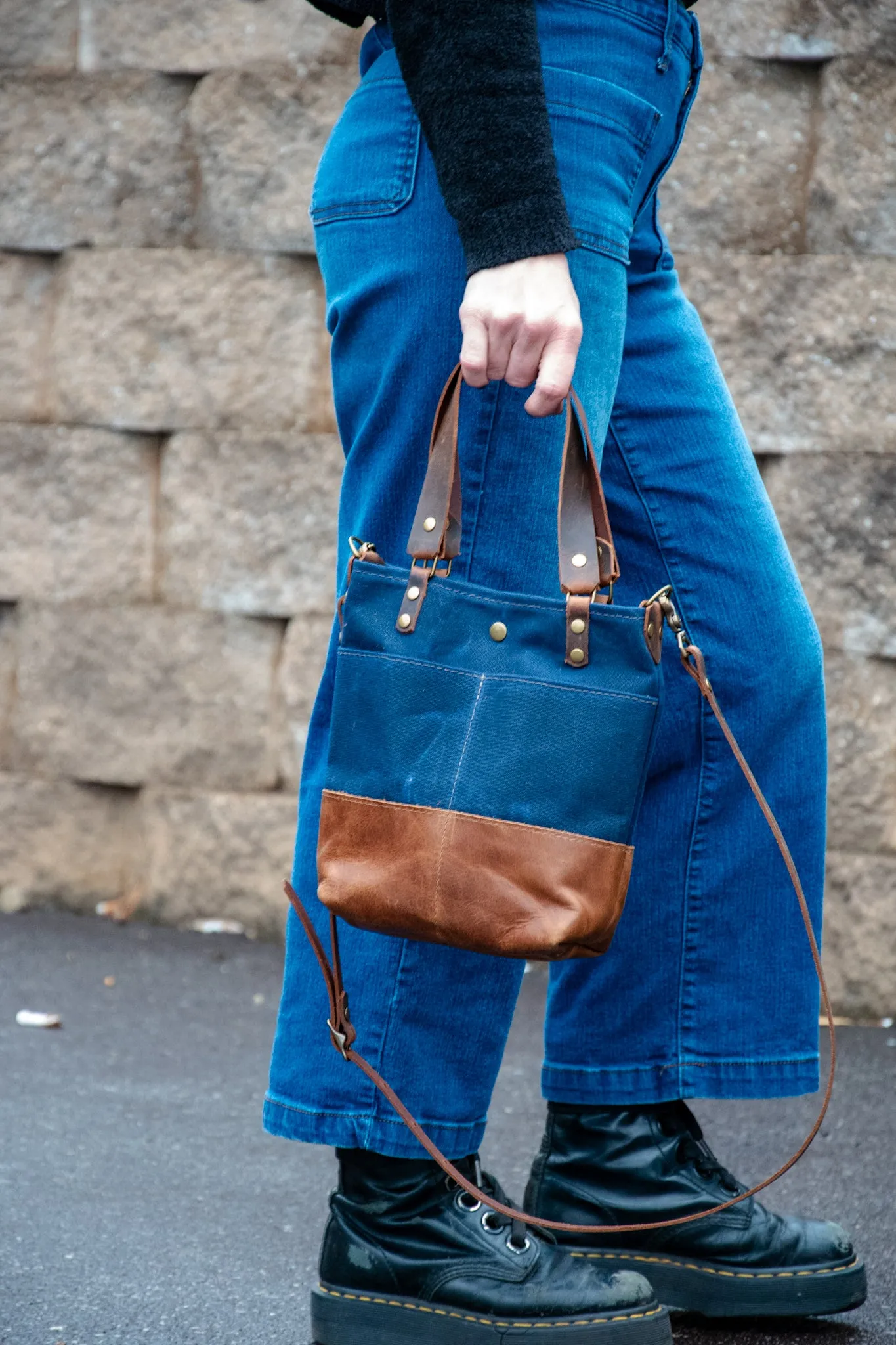 The MINI ML tote! | Waxed Canvas and leather tote bag | Small Crossbody Bags