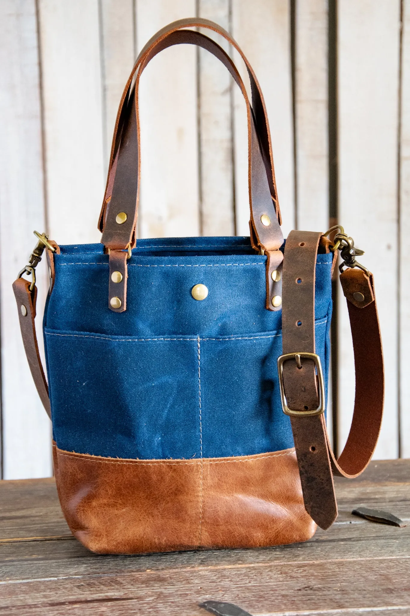 The MINI ML tote! | Waxed Canvas and leather tote bag | Small Crossbody Bags