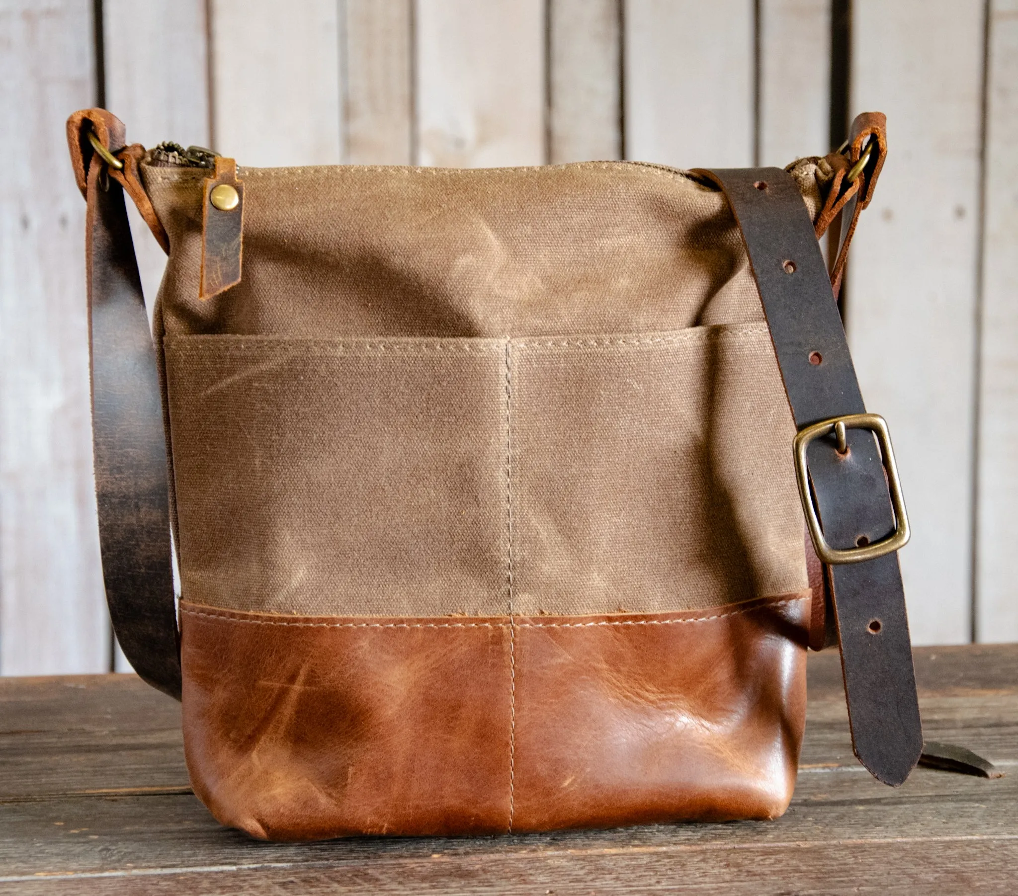The MINI ML tote! | Waxed Canvas and leather tote bag | Small Crossbody Bags