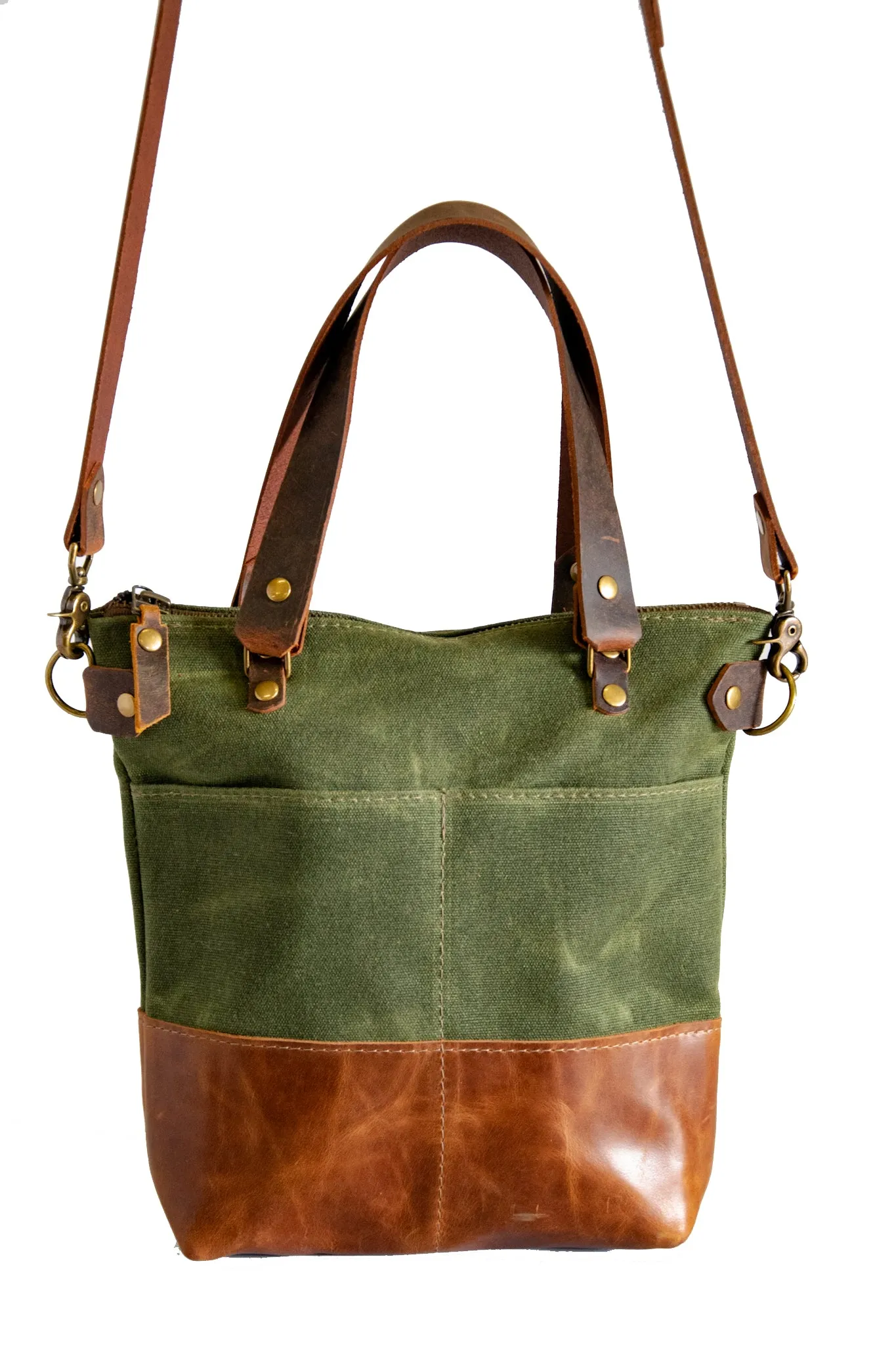 The MINI ML tote! | Waxed Canvas and leather tote bag | Small Crossbody Bags