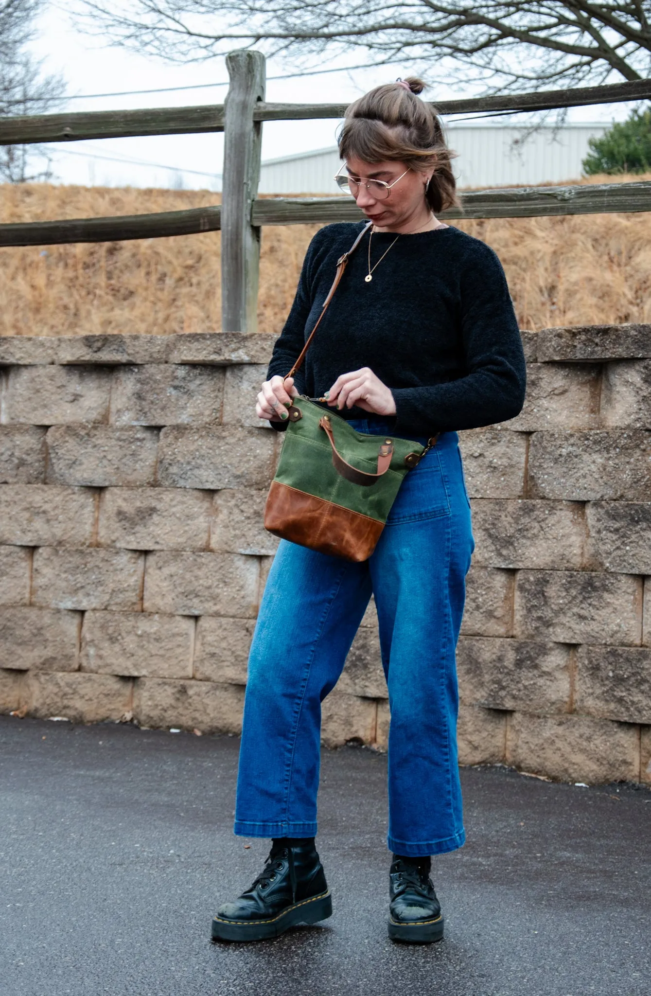 The MINI ML tote! | Waxed Canvas and leather tote bag | Small Crossbody Bags