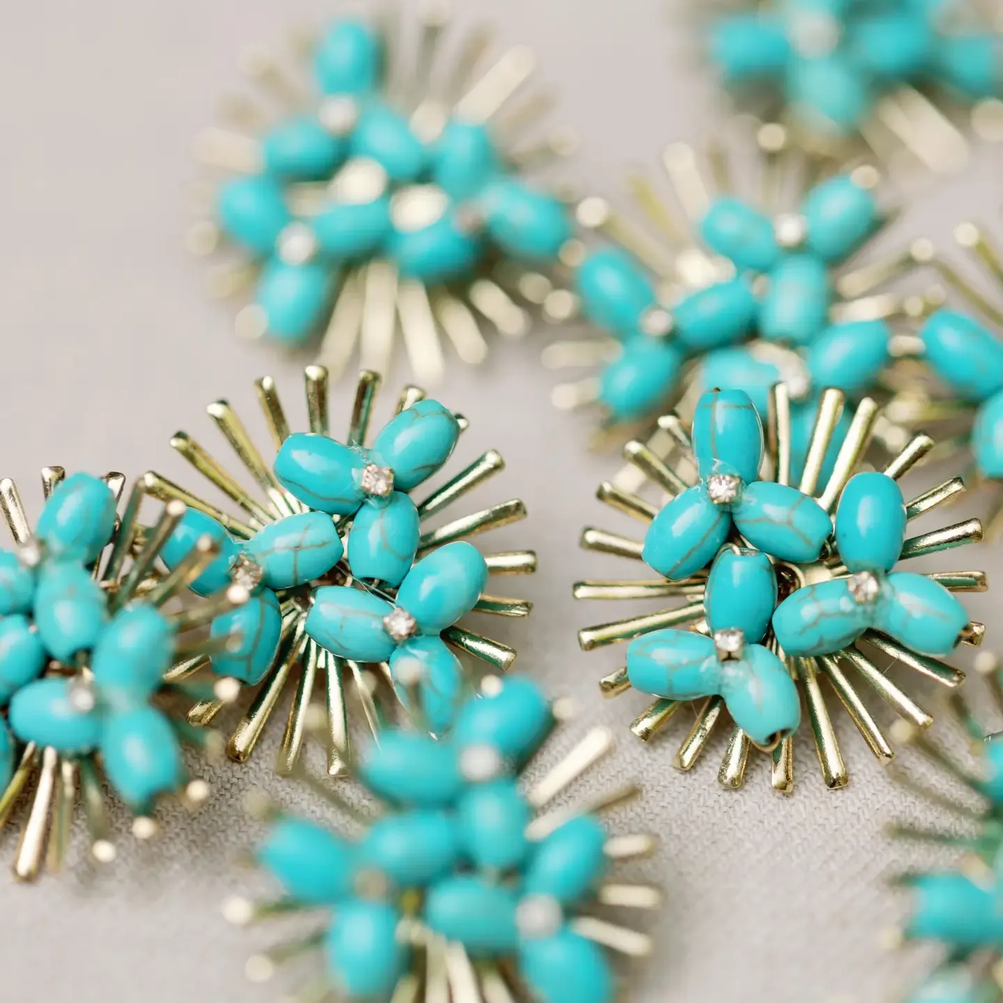 Turquoise Sunburst Statement Stud Earrings