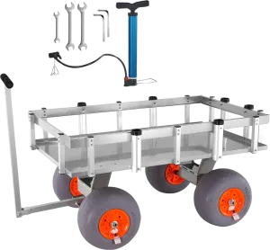 Vevor Beach Fishing Cart 500 lbs. Capacity 13" PU Balloon Tires Heavy-Duty Aluminum with 6 Rod Holders New