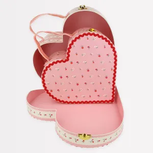 Vintage Rose Heart Suitcases, Set of 2