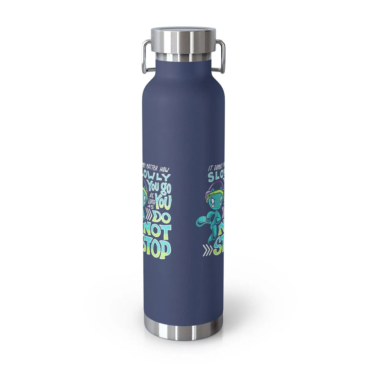 Water Bottle: Go Slowly, Do Not Stop - Running - Skoshie the Cat (22 oz)
