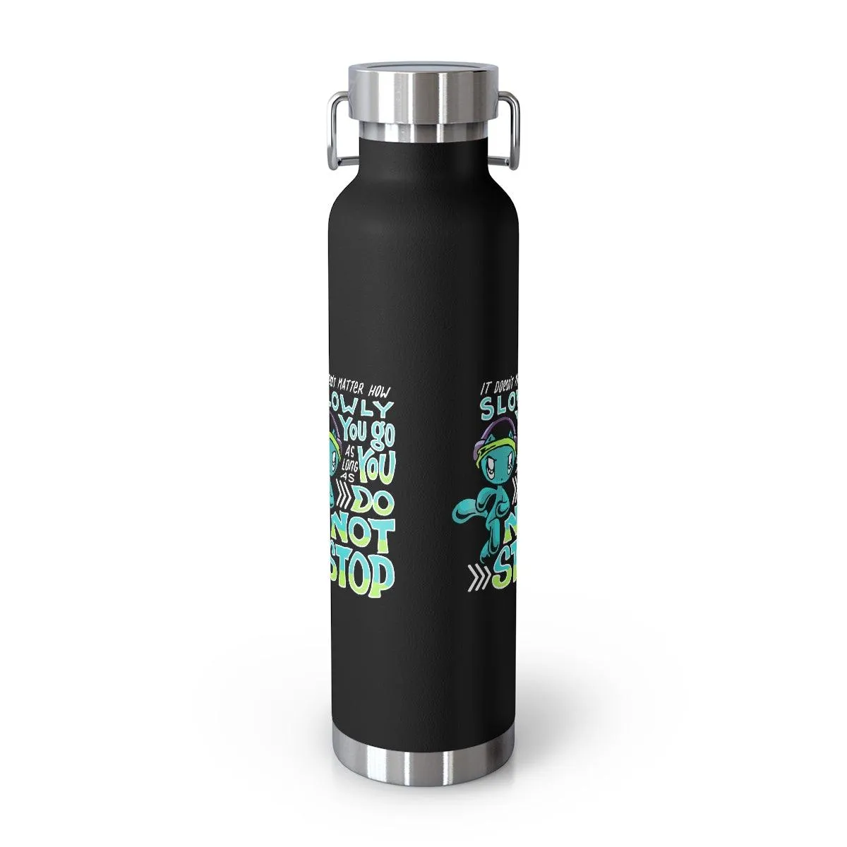 Water Bottle: Go Slowly, Do Not Stop - Running - Skoshie the Cat (22 oz)