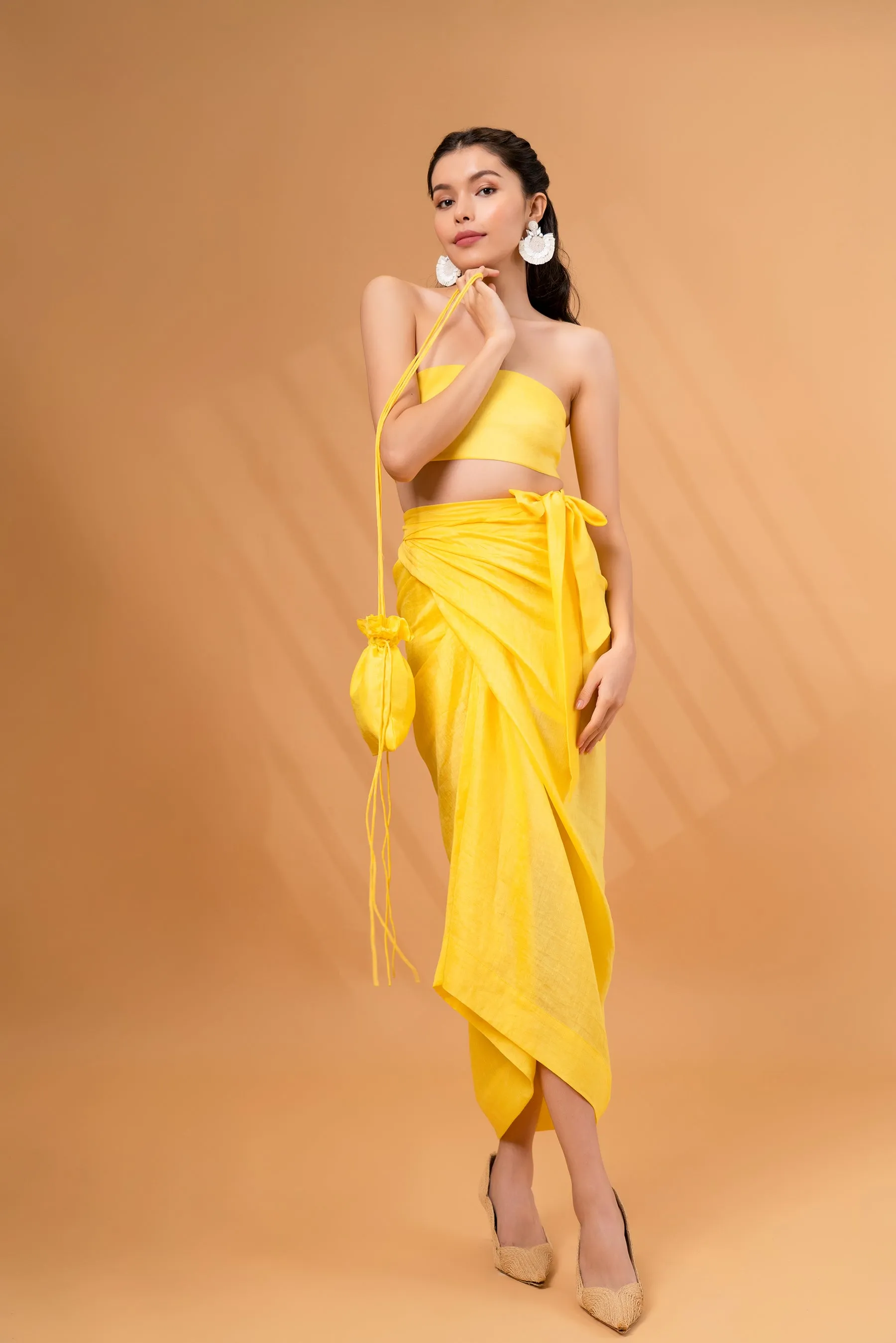Whimsical Yellow Satin Bag