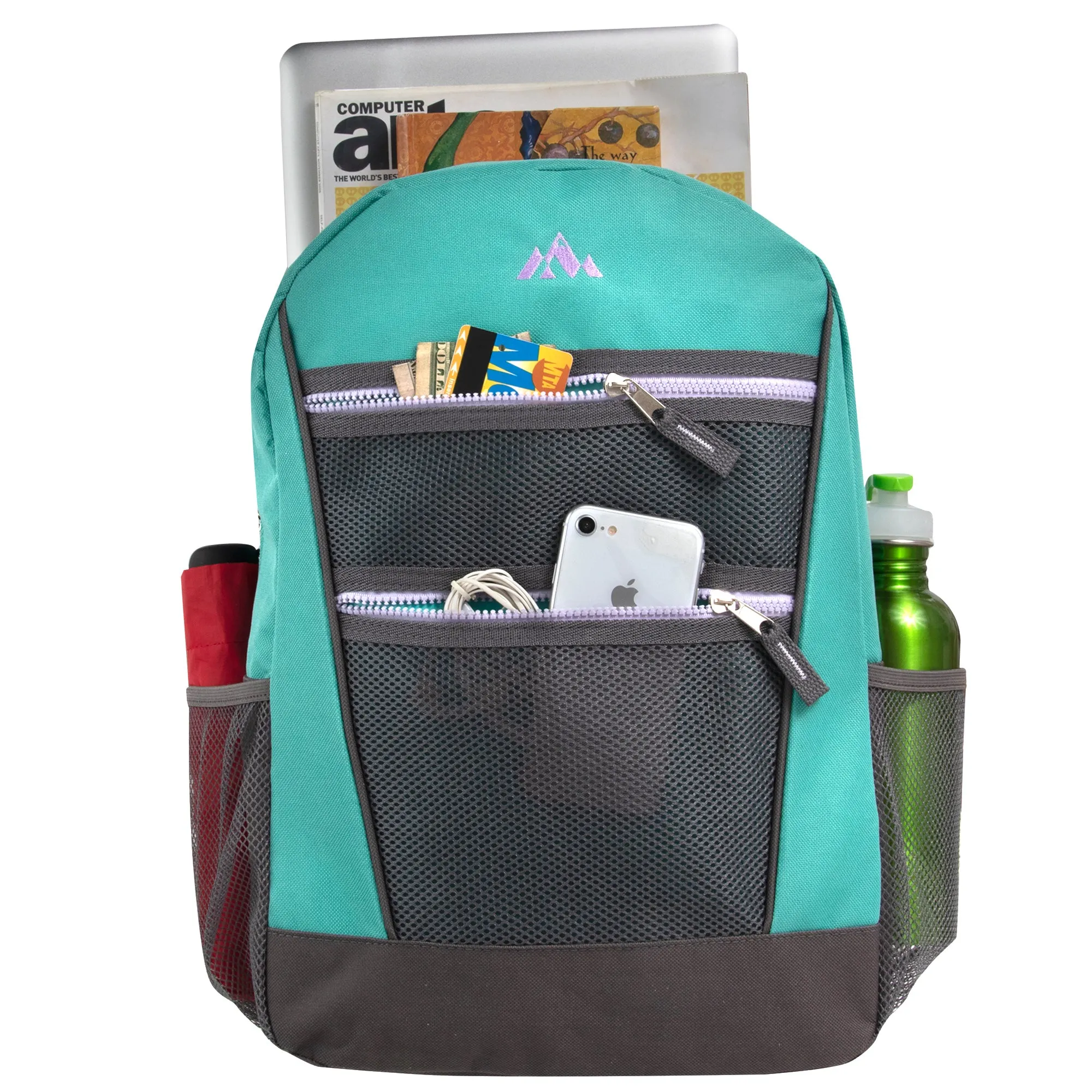 Wholesale 43cm Double Front Zippered Backpacks 20L Capacity - 2 Colours
