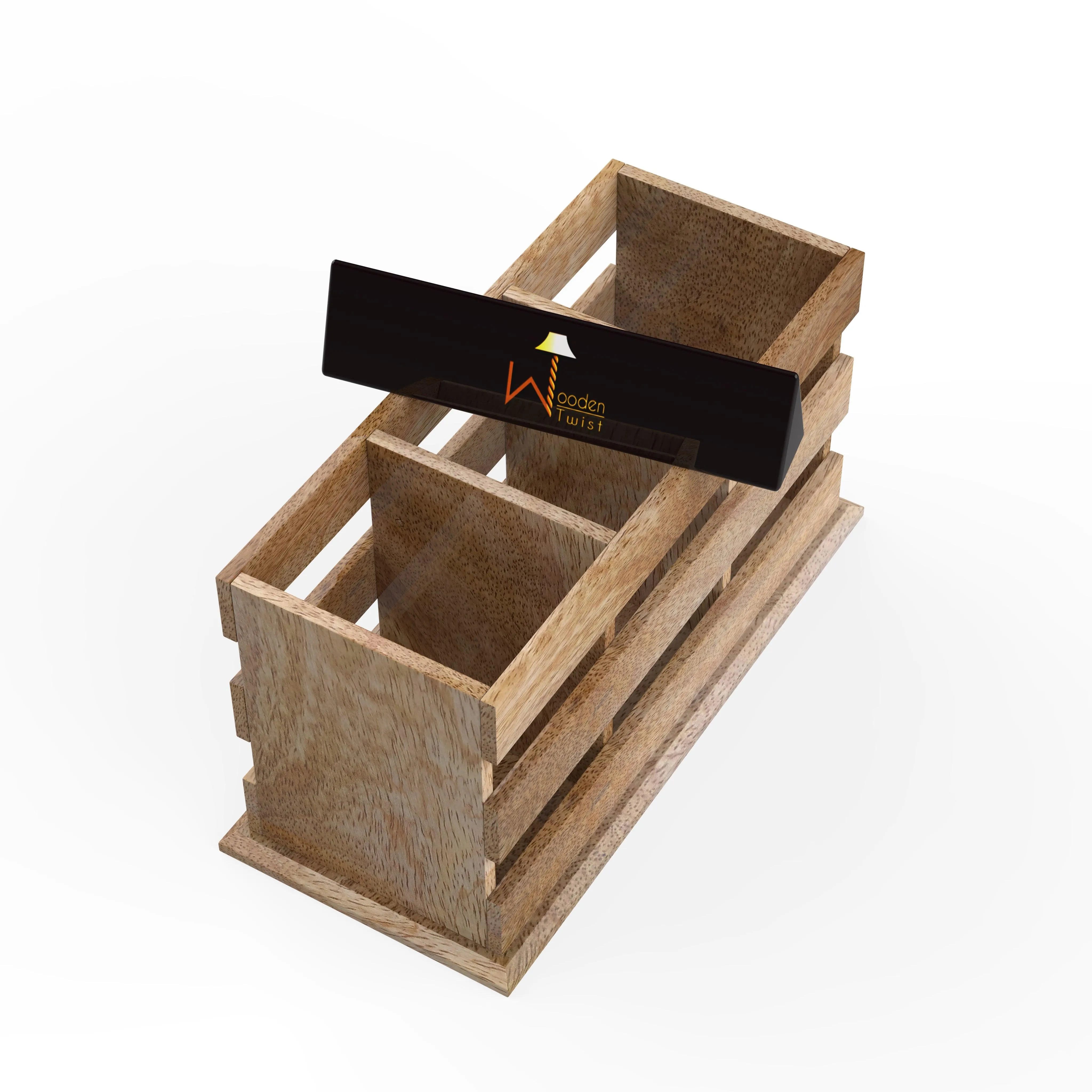 Wooden Twist Besteck 3 Compartments Cutlery Holder